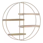 Jewett Gold Round 4-Shelf Double Iron Frame Wall Storage