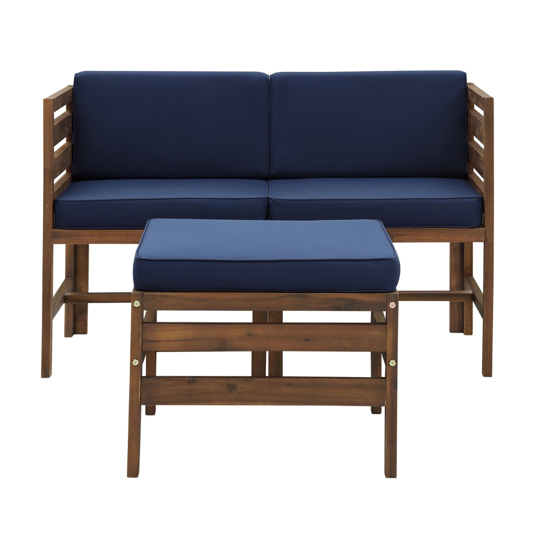 Walker Edison Modern Acacia Modular Patio Sofa Set