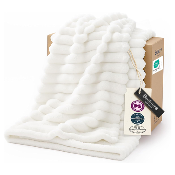 50" x 60" Bedsure Super Soft Cozy White Throw Blanket