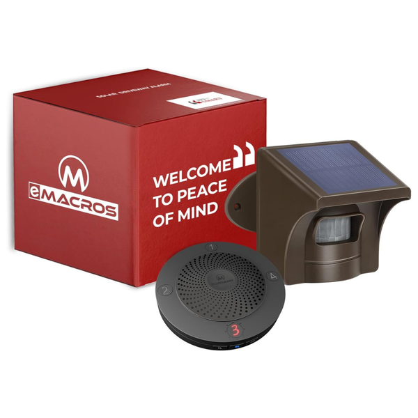 EMACROS 1/2 Mile Long Range Solar Wireless Driveway Alarm