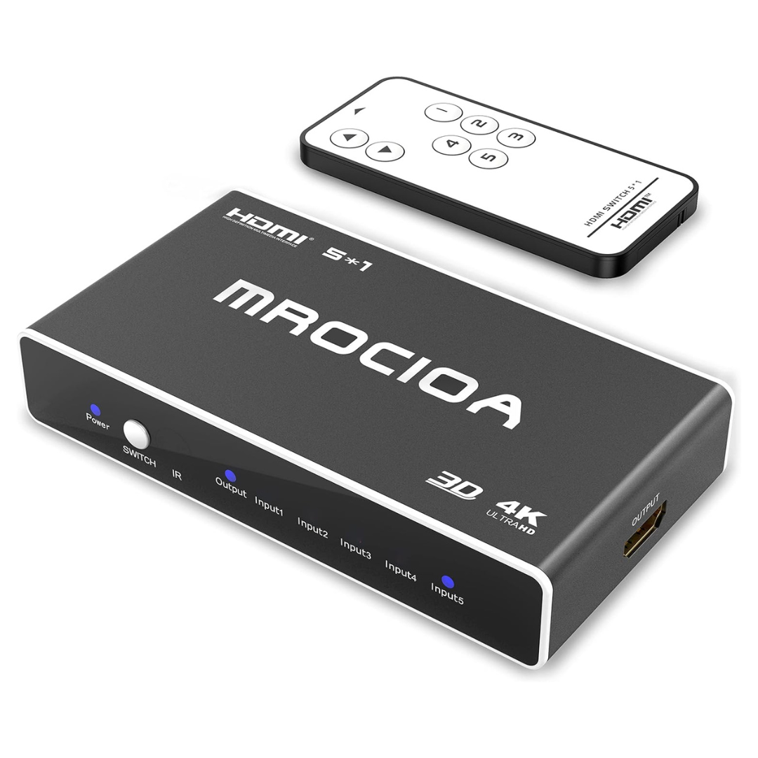 Mrocioa 60Hz 5 In 1 Out HDMI 2.0 4K Switch With Remote