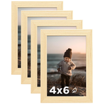 4-Count 4 x 6 Wooden Photo Frames With Plexiglass