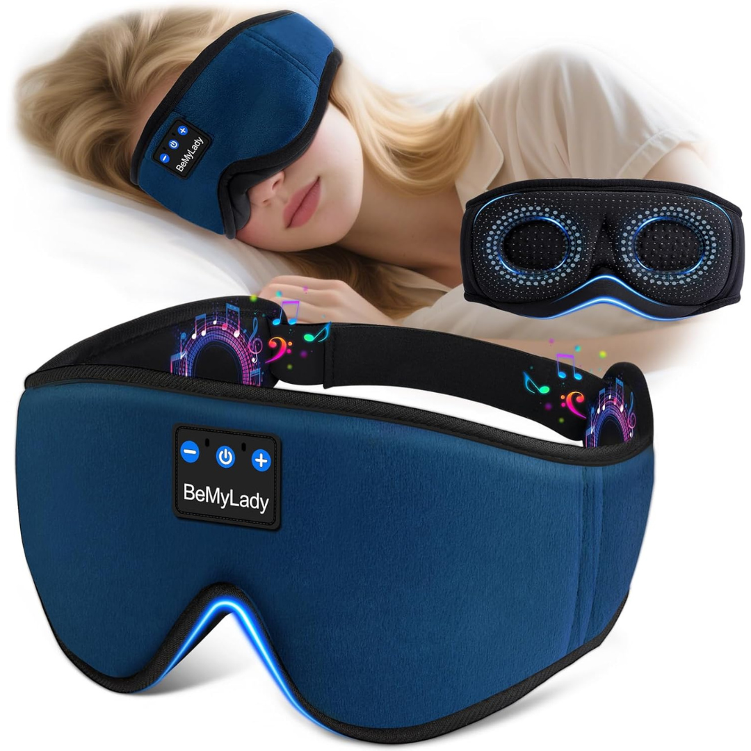 100% Blackout 3D Sleep Mask With Bluetooth Headphones