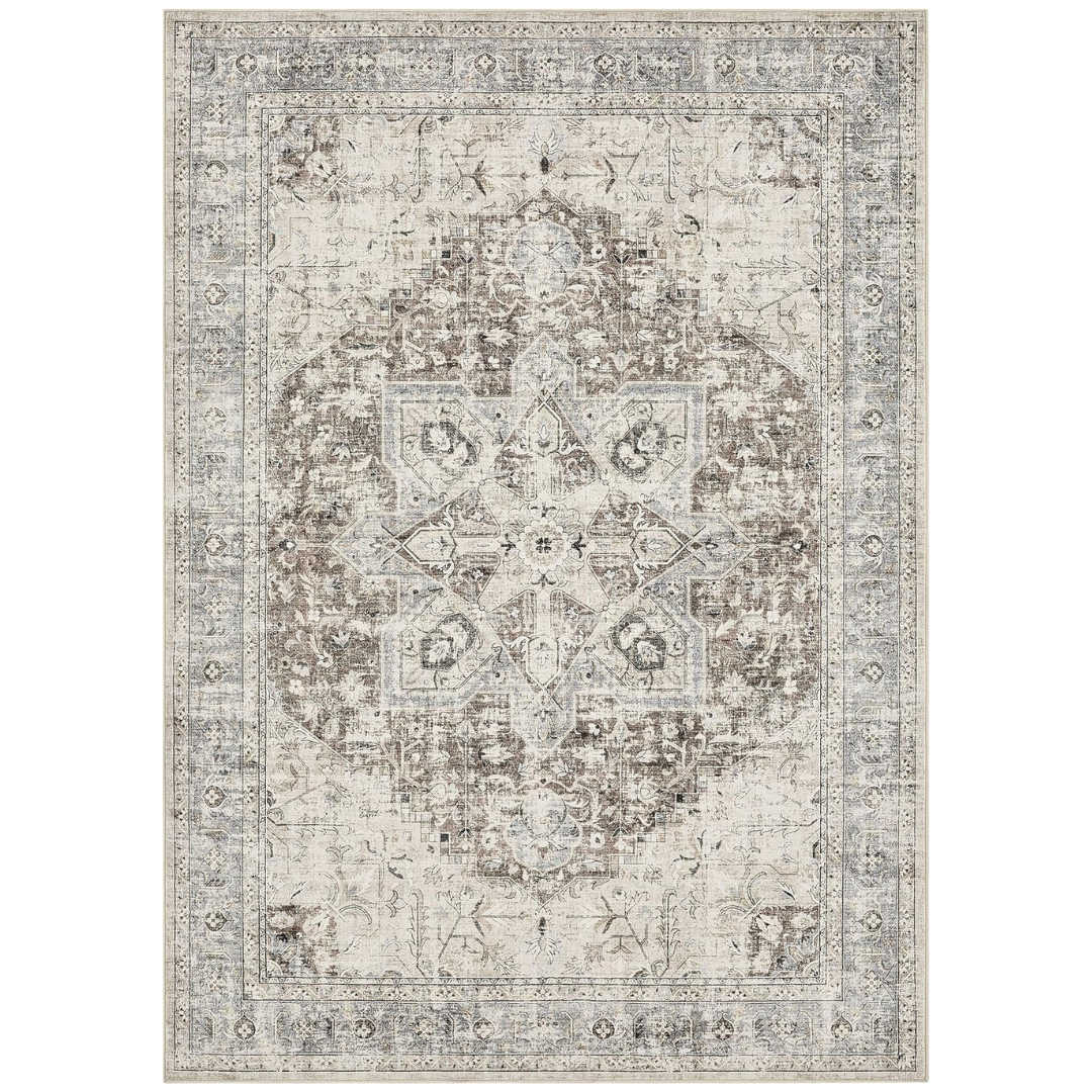 5x7ft Vintage Oriental Distressed Washable Boho Rug