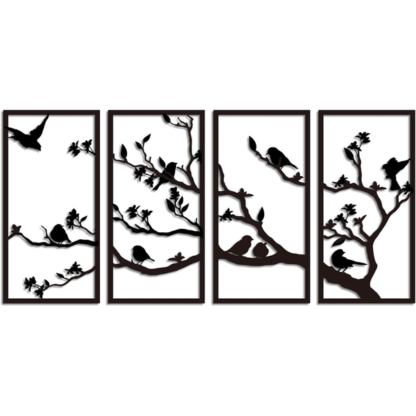 4 Pcs Metal Birds Wall Decor Art