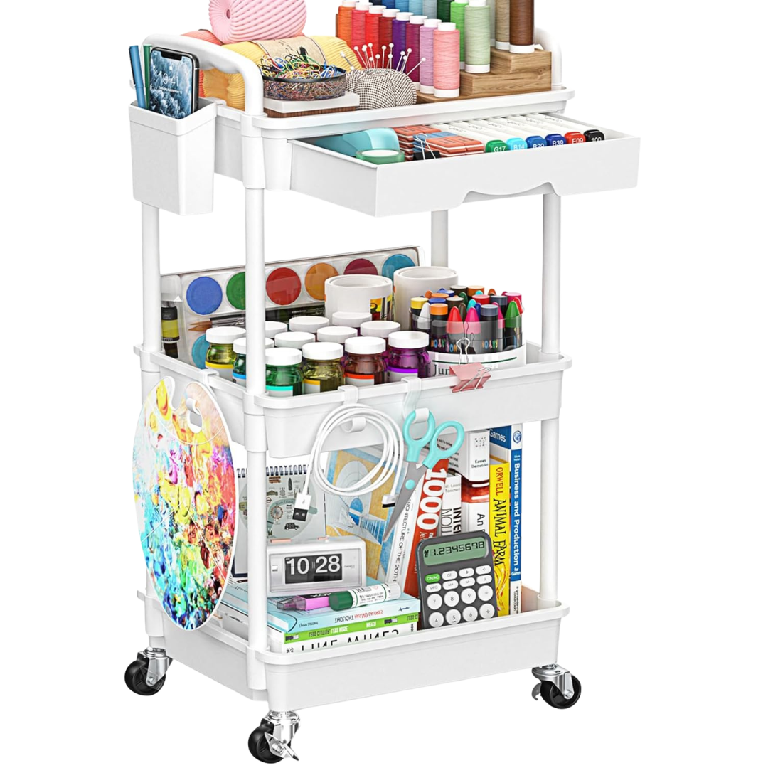 EaseSky 3-Tier Multifunctional Rolling Utility Storage Organizer Cart
