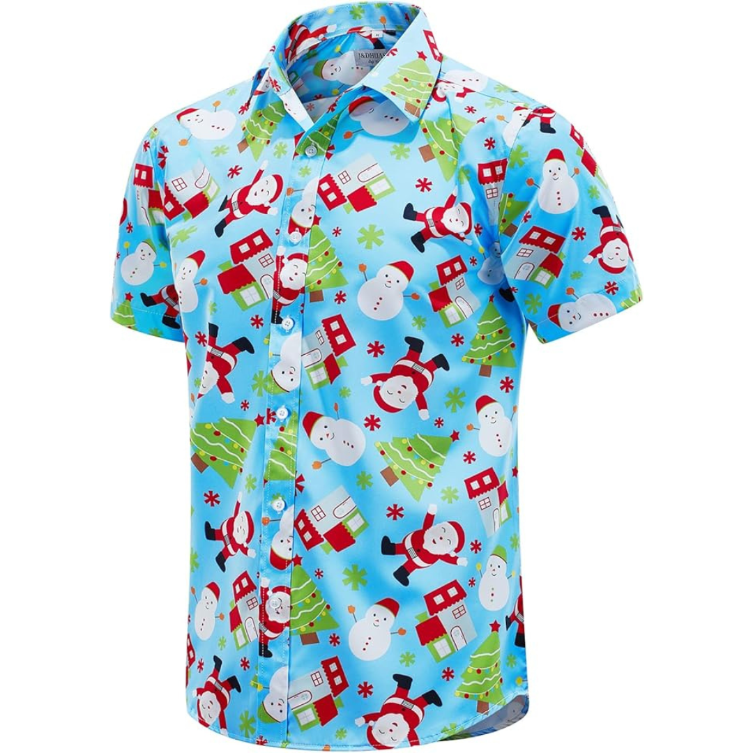 J&DHUASHA Men's Short Sleeve Hawaiian Button Down Shirt