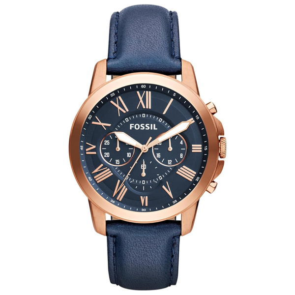 Fossil Men's Grant 44mm Quartz Stainless Steel & Leather Chronograph Watch