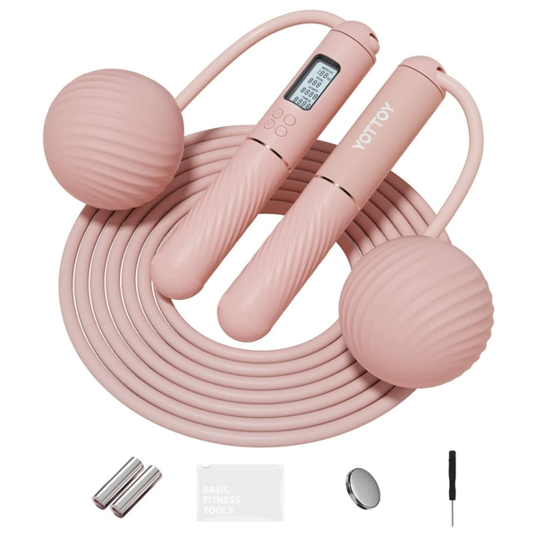 2-in-1 Cordless Ball-Weighted Jump Rope with LCD Display