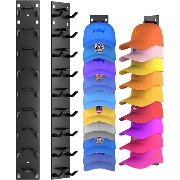 2-Pack Eanyiikick Wall Mounted Hat Organizers (Black)