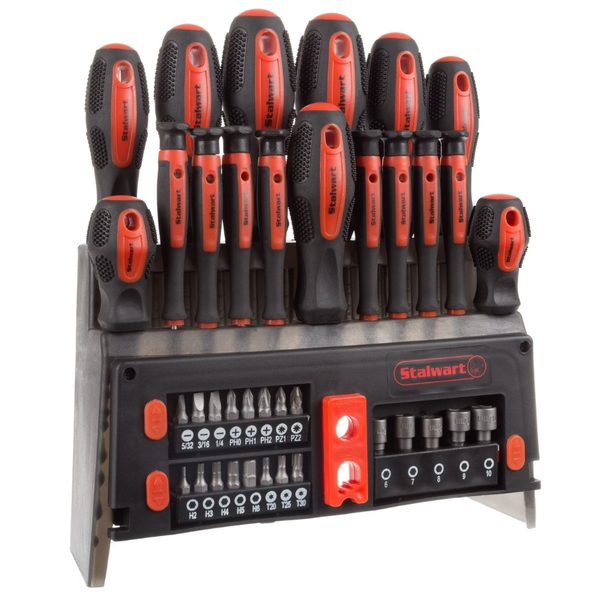 Stalwart 39-Piece Magnetic Screwdriver Set Tool Kit With Storage Rack