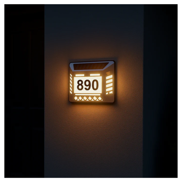 Waterproof House Number Plaque Solar LED Address Sign