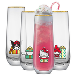 4-Count 9.5-Oz Hello Kitty & Friends Holiday Stemless Flutes Drinking Glasses Set