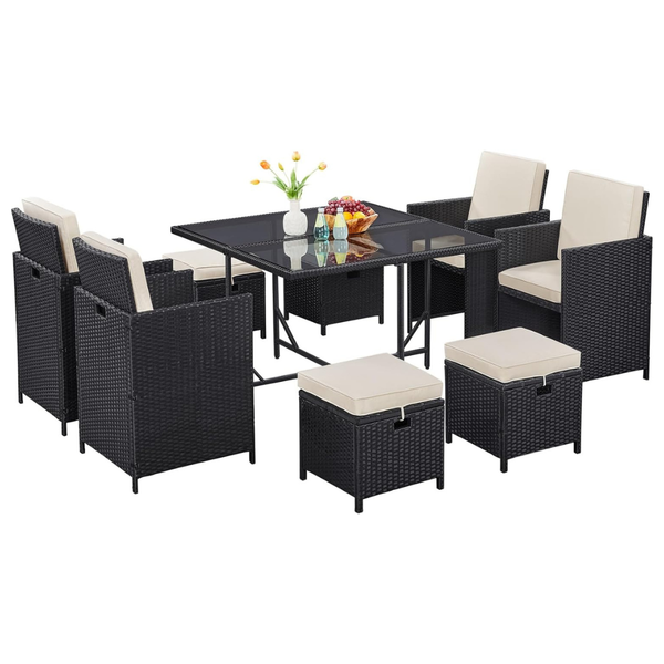 9-Piece Yaheetech Patio Dining Sets With Removeable Cushions