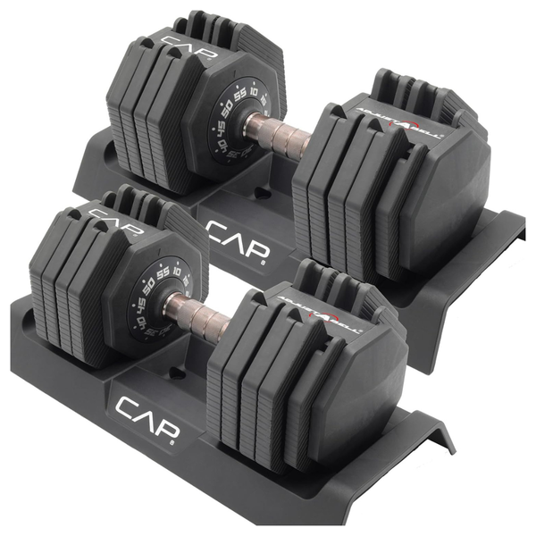 Pair Of CAP Barbell Adjustable 55 lb Dumbbells W/ Copper Handle