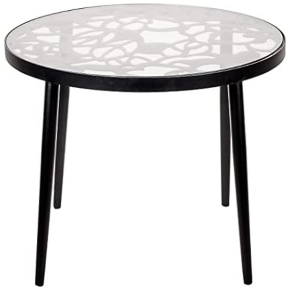 LeisureMod DT20 End Table Glass Top With Tree Design