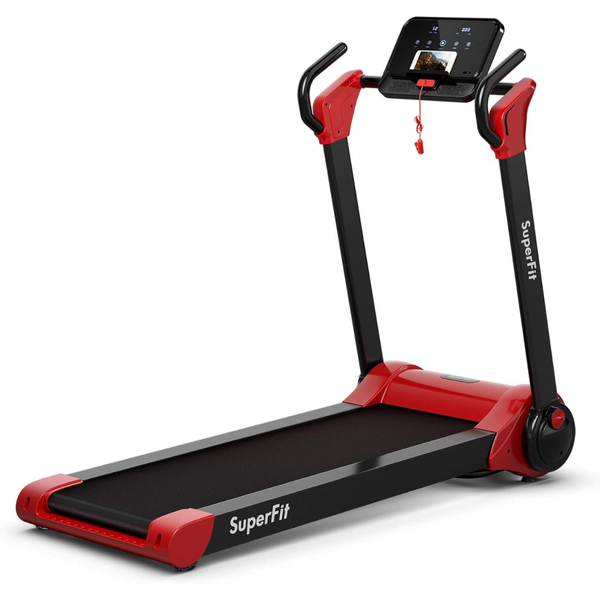 LED Monitor & Adjustable Device Holder Folding Treadmill