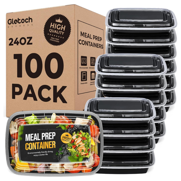100-Pack 24oz Meal Prep Containers With Lids Microwave