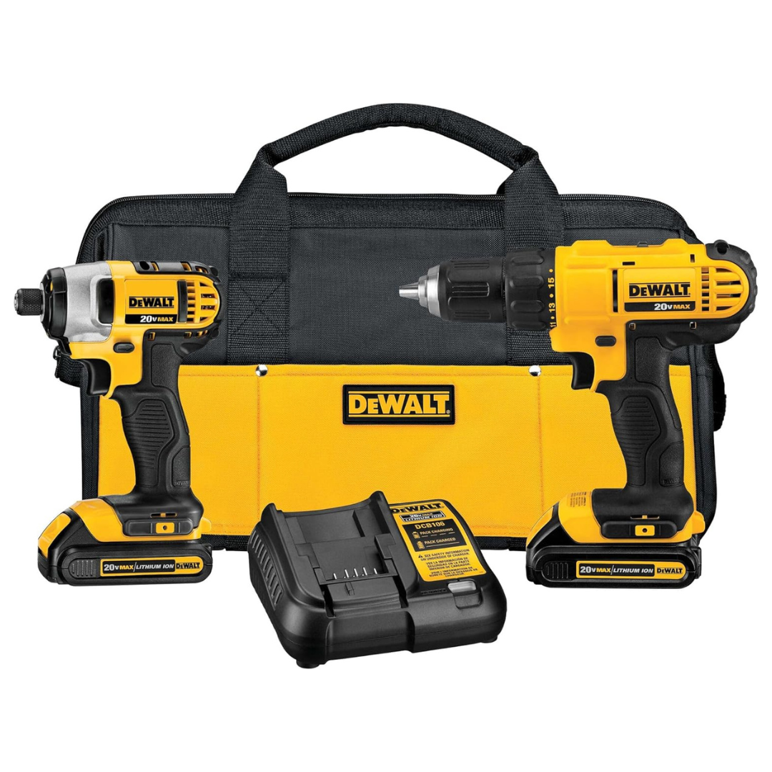 Dewalt 20V Cordless Drill & Impact Driver W/ 2 Batteries