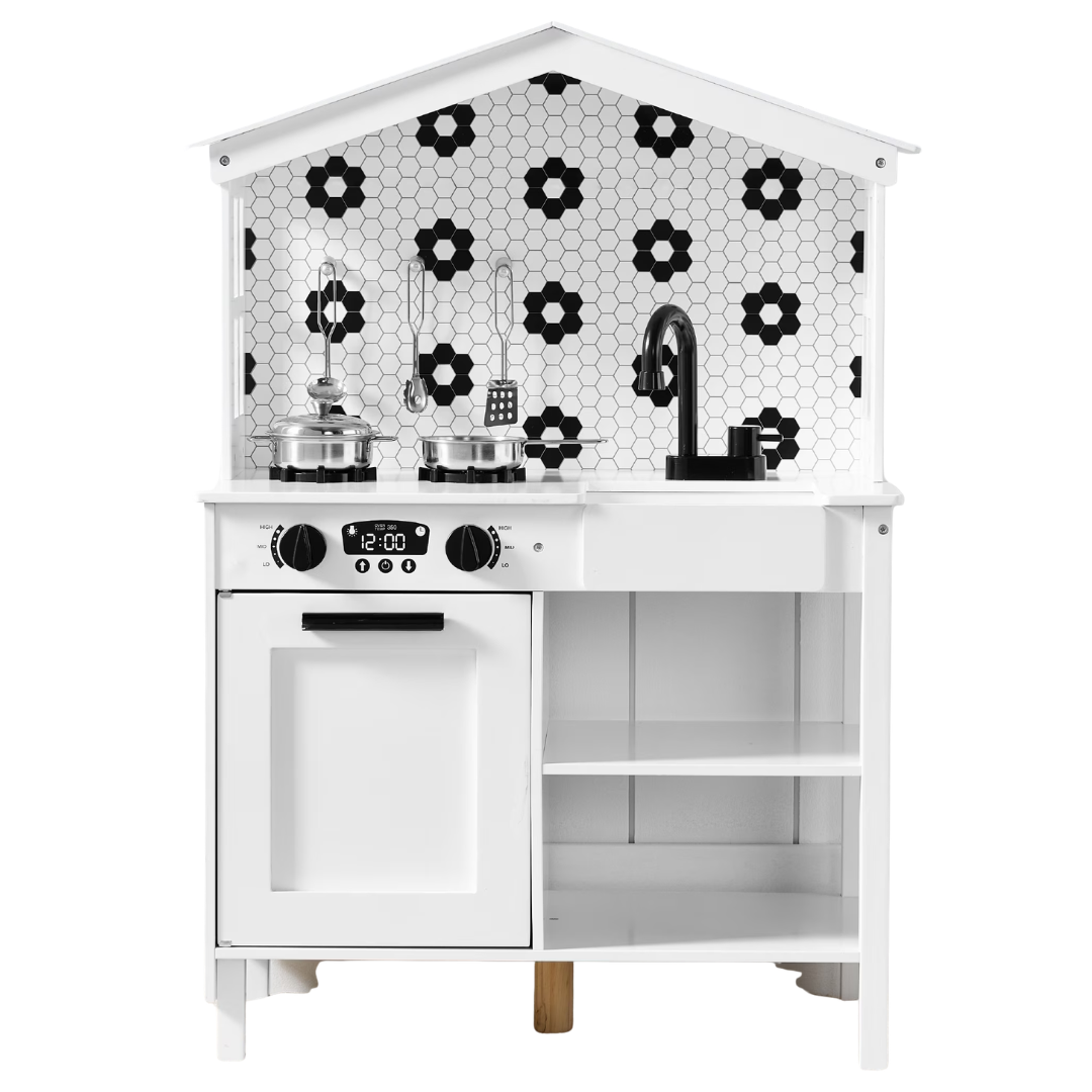 Best Choice Products Pretend Play Wooden Farmhouse Kitchen Set