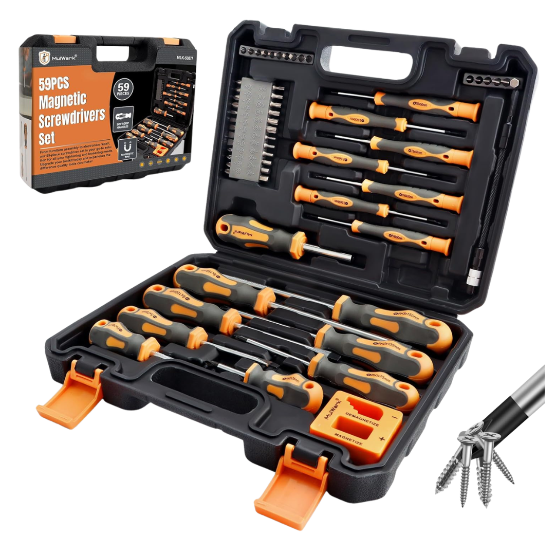 59-Piece MulWark Magnetic Screwdriver Set With Case