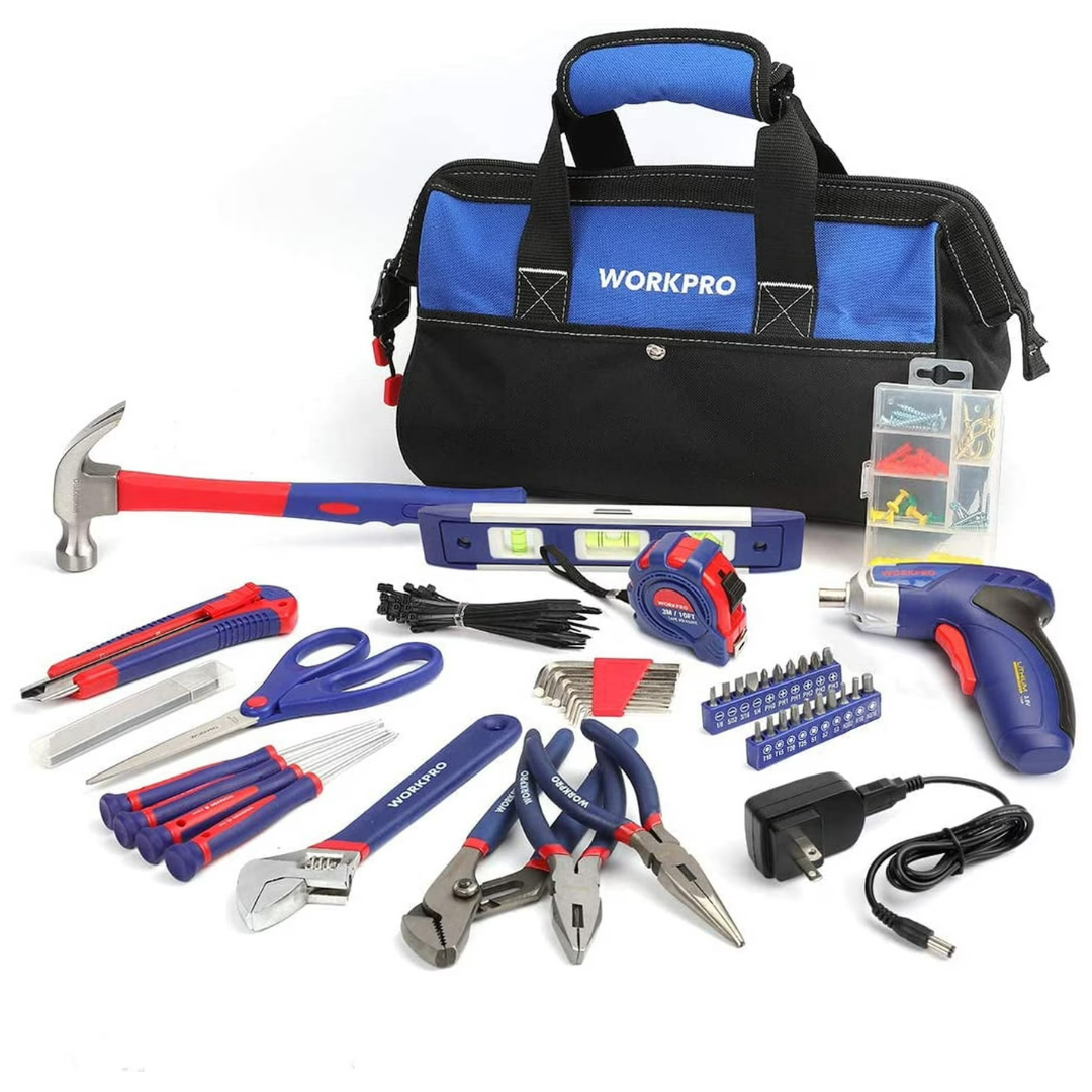 125-Piece Workpro Rechargeable Screwdriver & Basic Tool Set