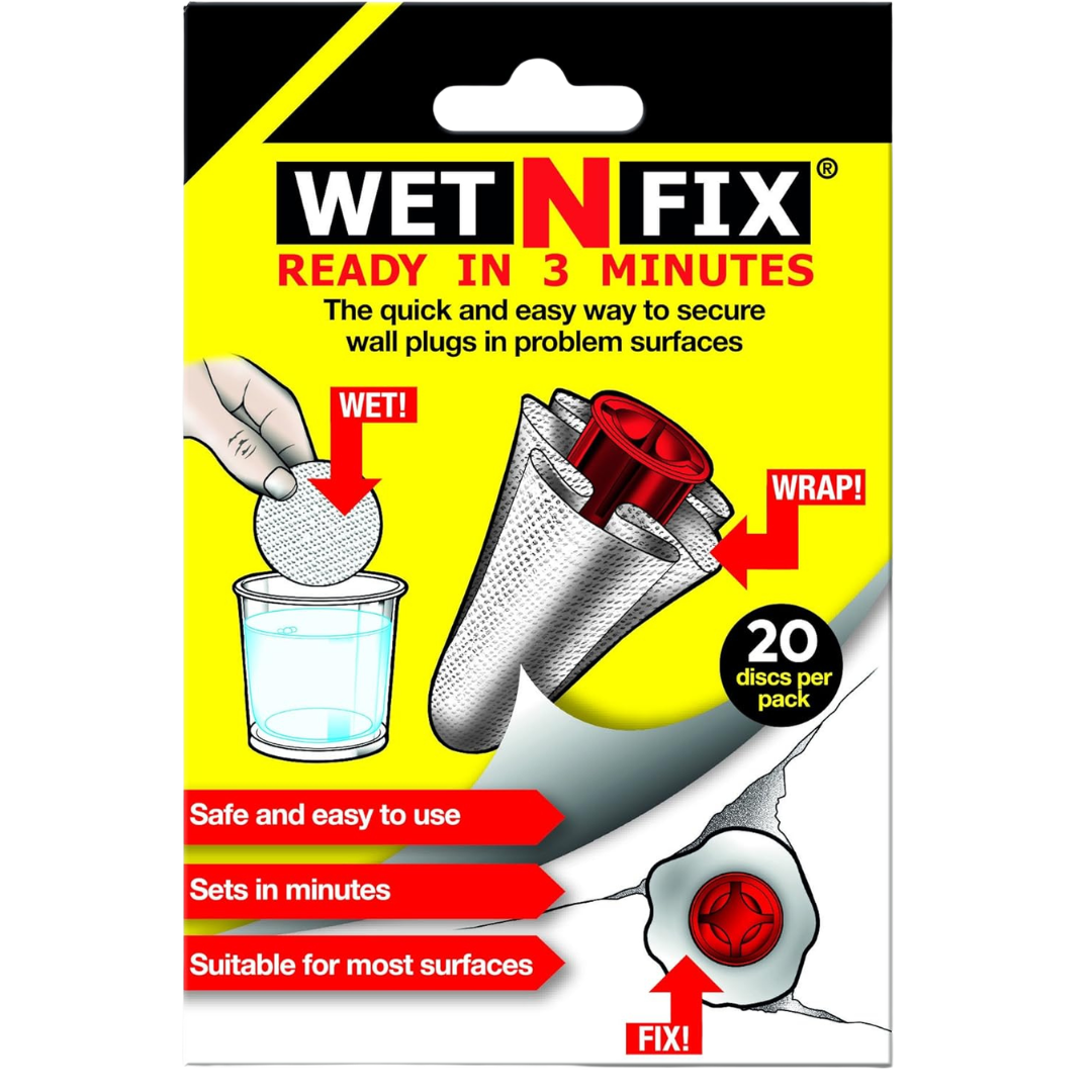 WETNFIX (20 Discs) Fixing Wall Plugs Fast No Need to Fill Or Redrill