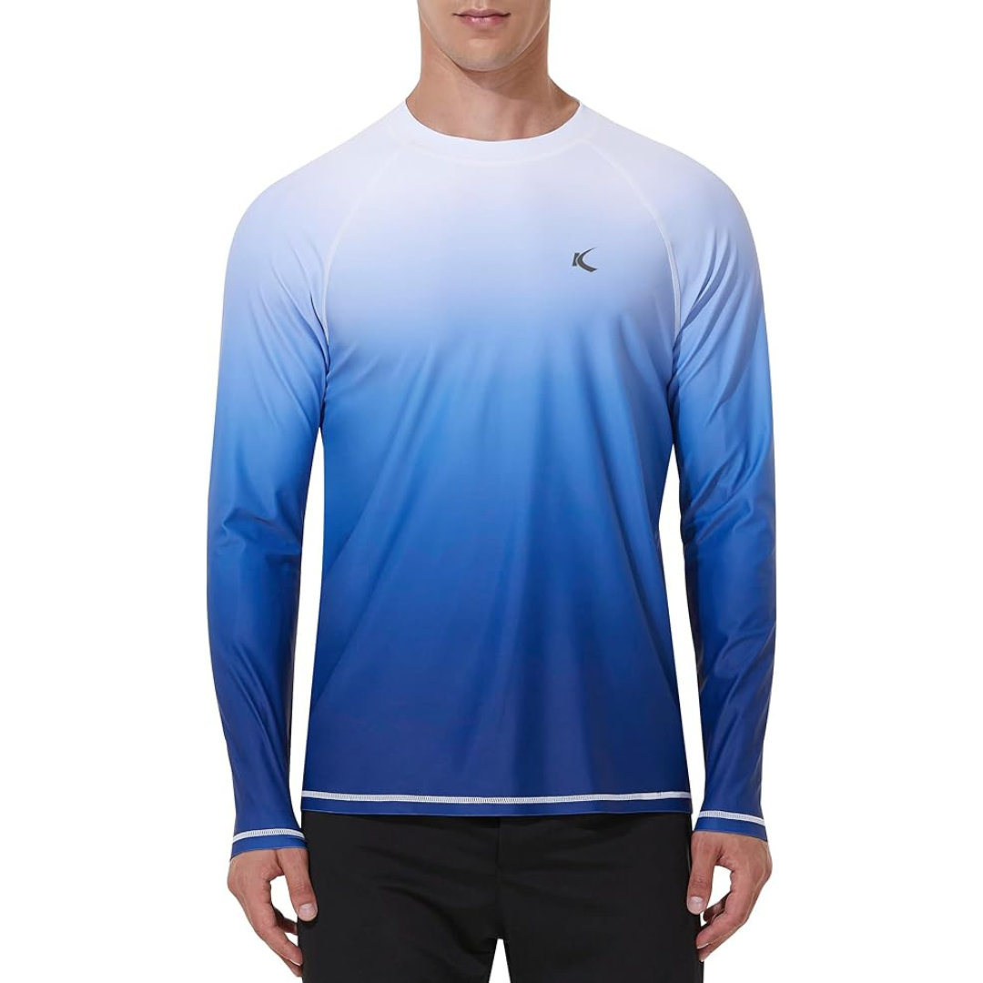 KPSUN Men's Rash Guard UPF 50+ Swim T-Shirt (Navy Gradient)