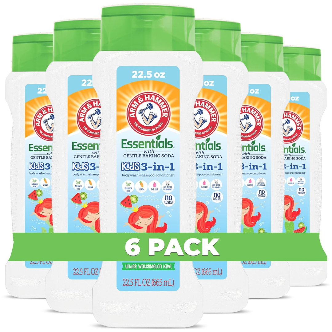 6-Pack Arm & Hammer 22.5oz Kids 3-in-1 Body Wash, Shampoo & Conditioner