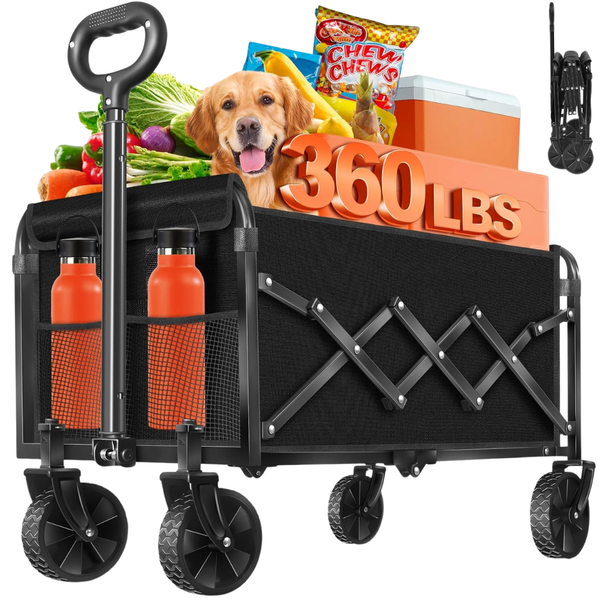360lbs FFQ Foldable Collapsible Wagons Carts With Wheels