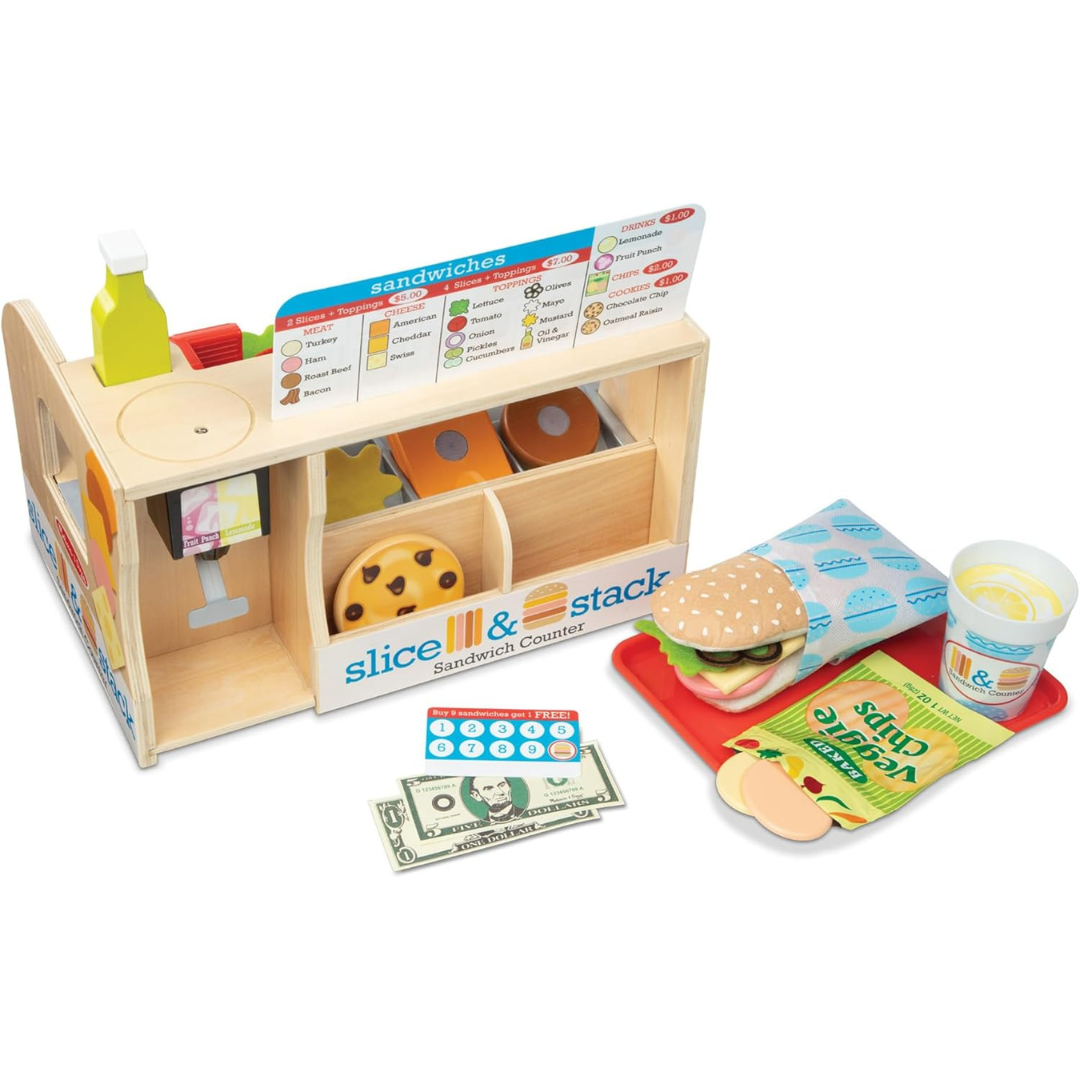 56-Piece Melissa & Doug Wooden Slice & Stack Sandwich Counter