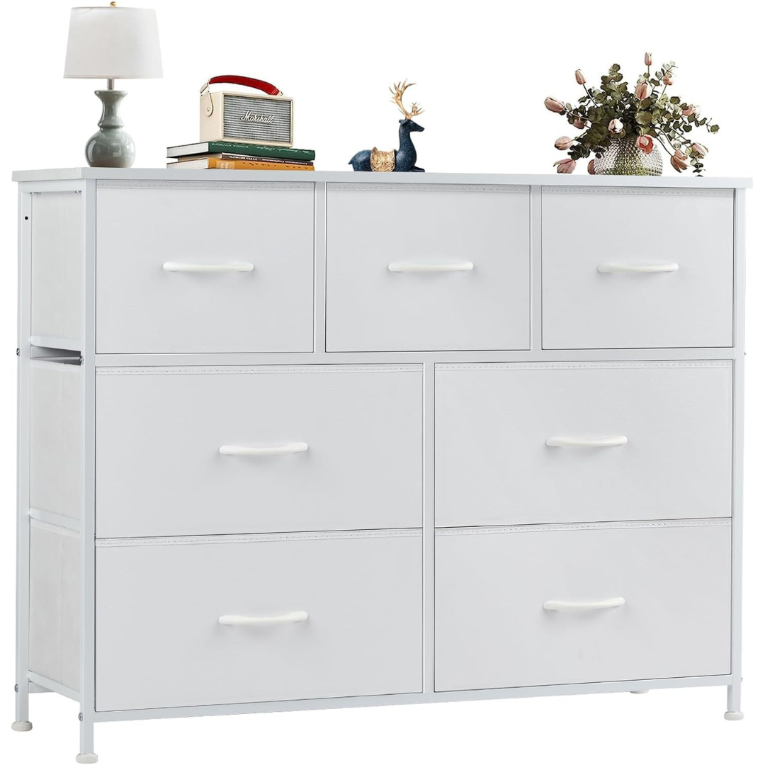 Olixis 7-Drawer Dresser with Wooden Top & Metal Frame