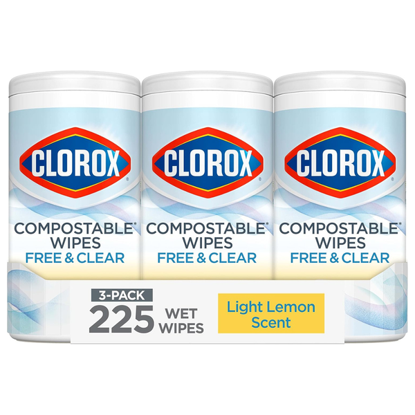 3-Pack 75-Count Clorox Free & Clear Compostable Cleaning Wipes