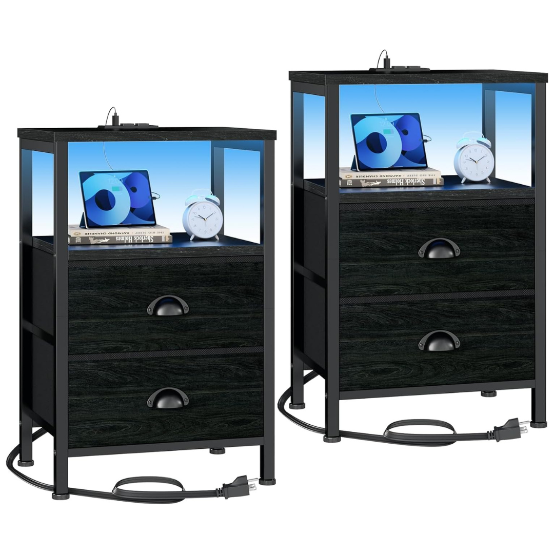 Set Of 2 Furologee End Tables With Charging Station