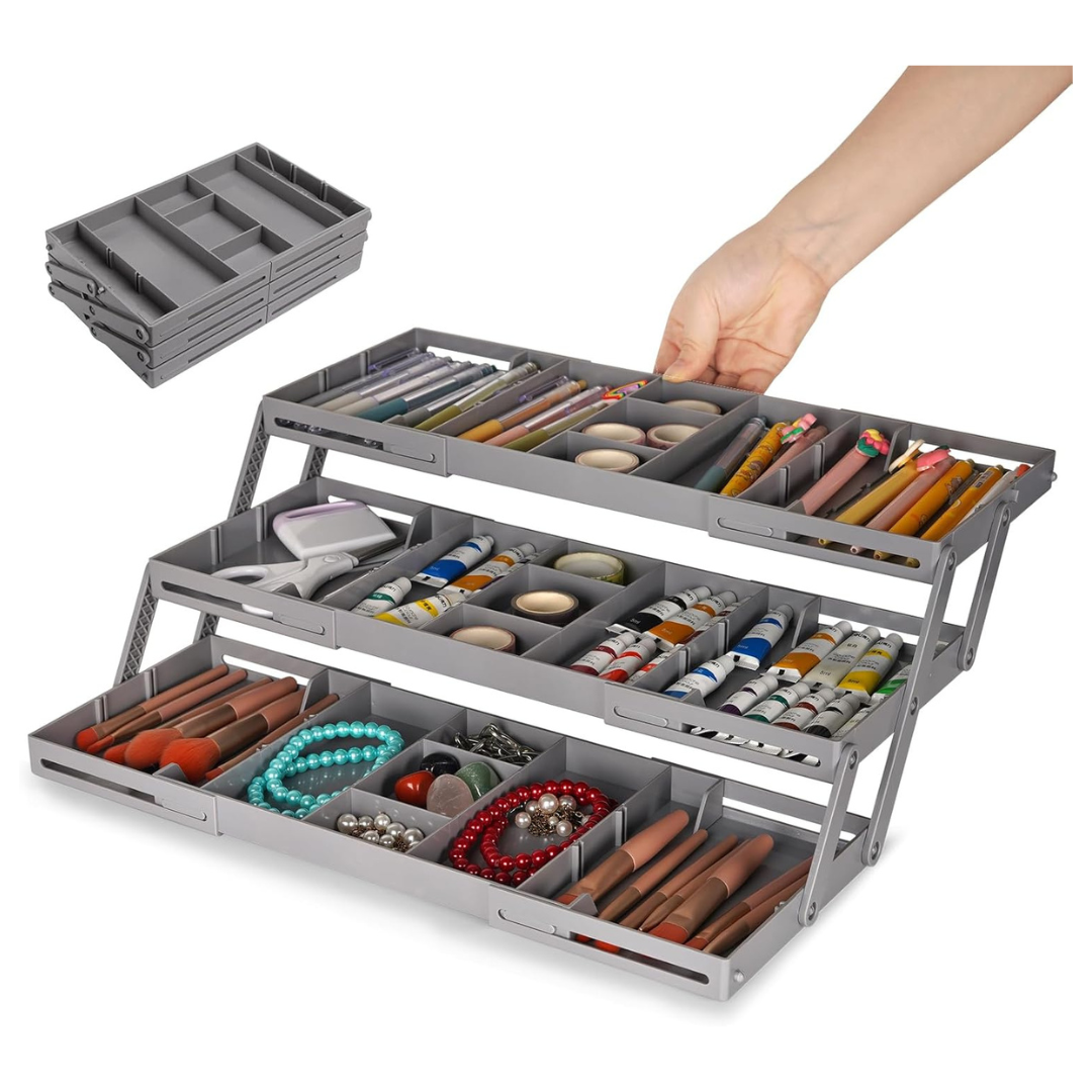 3 Tier Expandable Folding Drawer Organizer