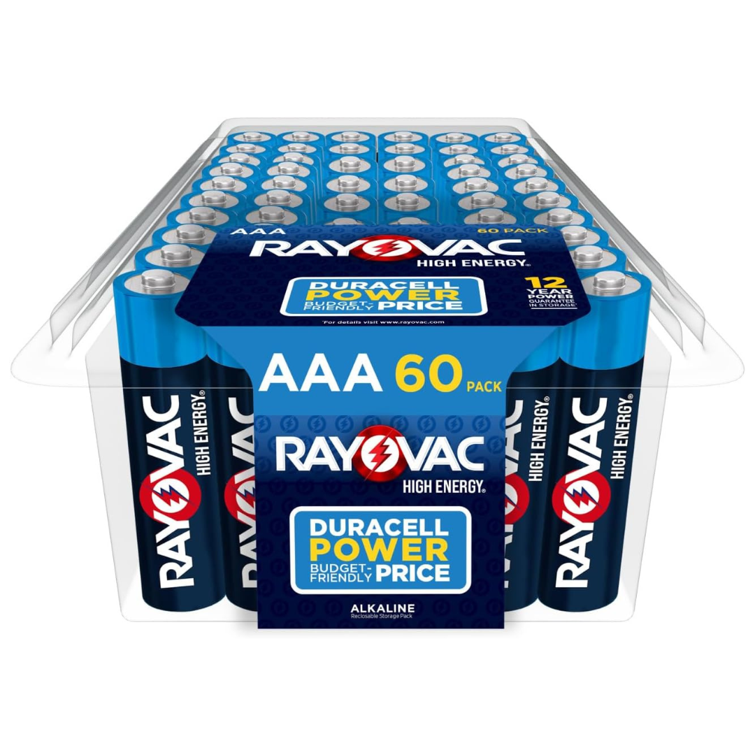 60-Pack Rayovac High Energy Alkaline AAA Batteries