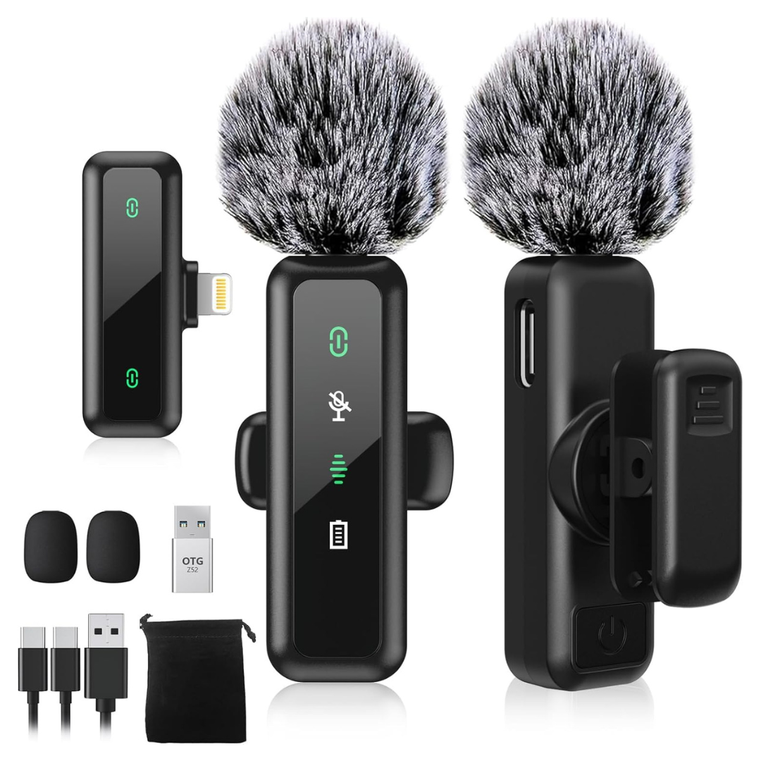 2-Pack Wireless Lavalier Microphone With Lightning Port
