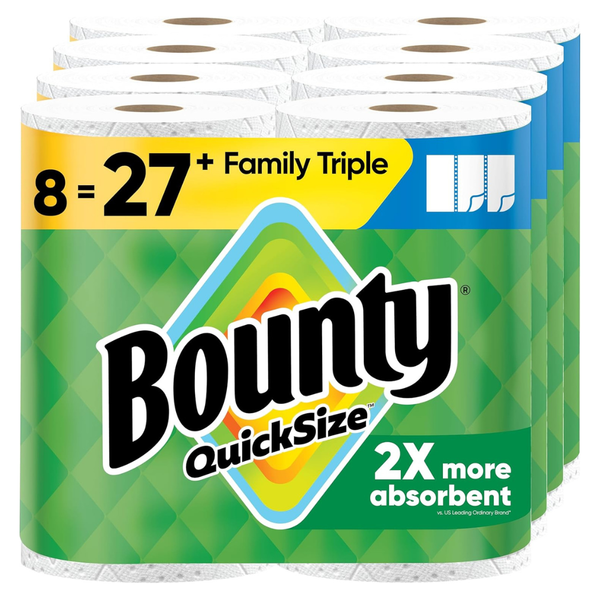 8-Pack Bounty Quick-Size Triple Paper Towels (Total 1128-Sheet Count)