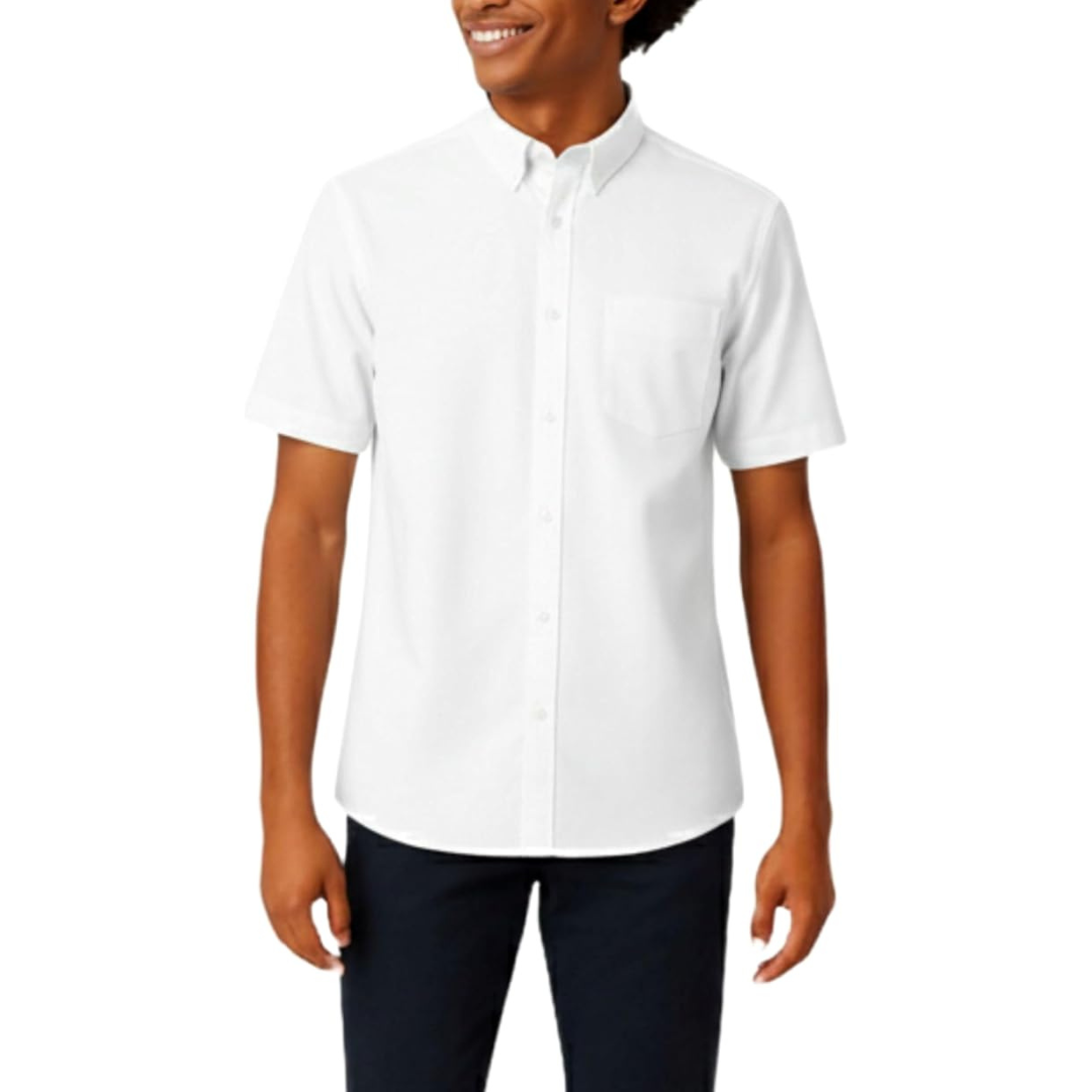French Toast Men's Short Sleeve Poplin Dress Shirt