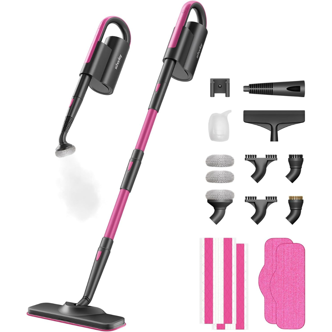 19-in-1 Steam Mop Dual-Rod Design W/ Detachable Handheld Steamer
