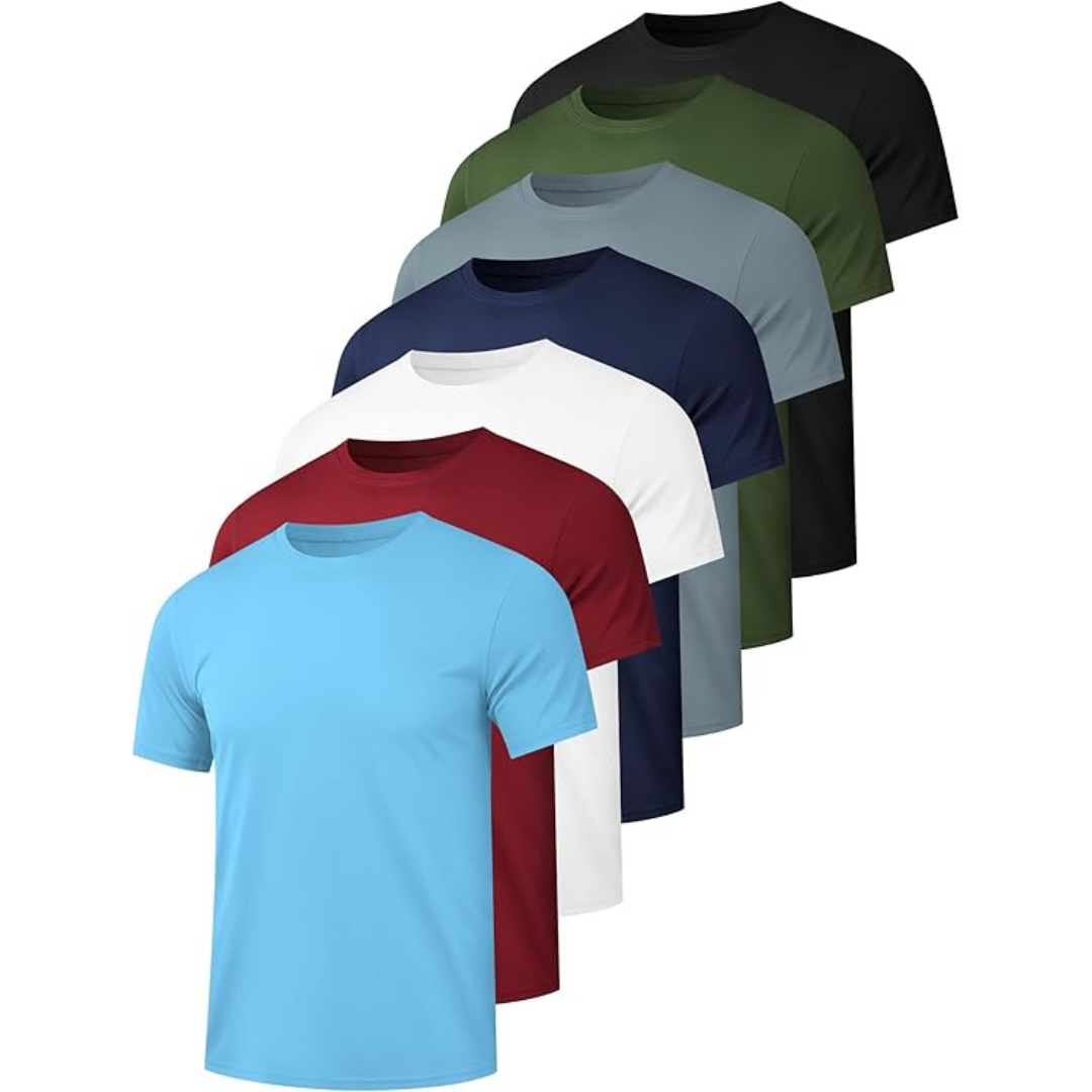7-Pack Men's Dry Fit Workout Running Athletic T-Shirt