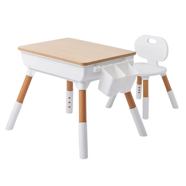 Adjustable Height Ergonomic Toddler Desk & Chair Set w/ Storage