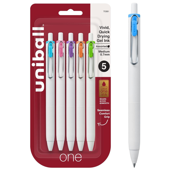 5-Pack uniball one Retractable Gel Pens (Assorted Colors)