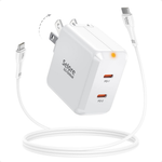 67W GaN 2-Ports USB-C Foldable Wall Charger W/ 4' 100W USB-C Cable