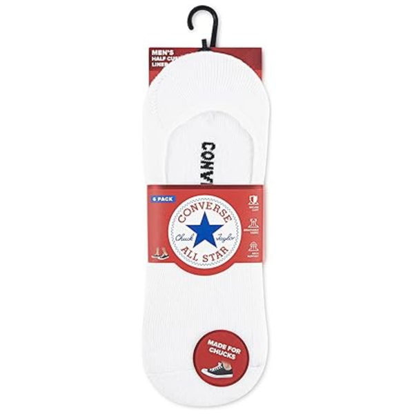 6-Pairs Converse Men's No-Show Sock (White)