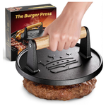 6.5" Cast Iron Burger Press With Wooden Handle (1.74 lb)