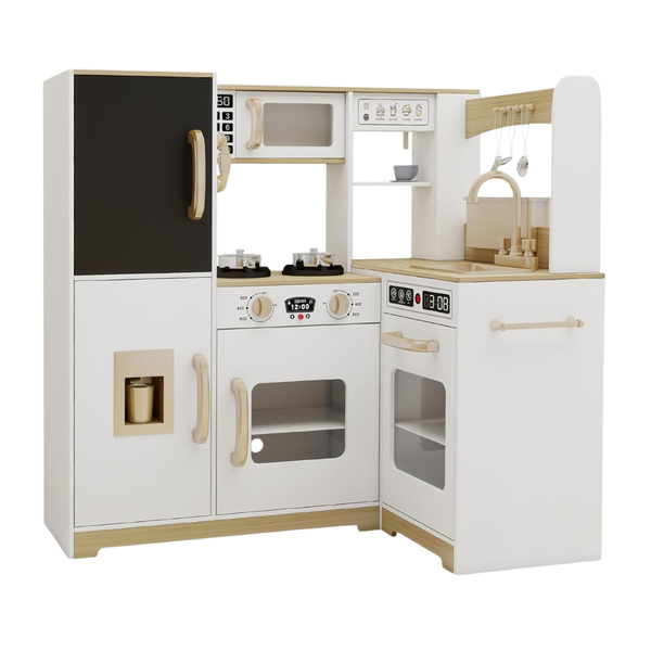 TaoHFE White Corner Play Kitchen With Lights