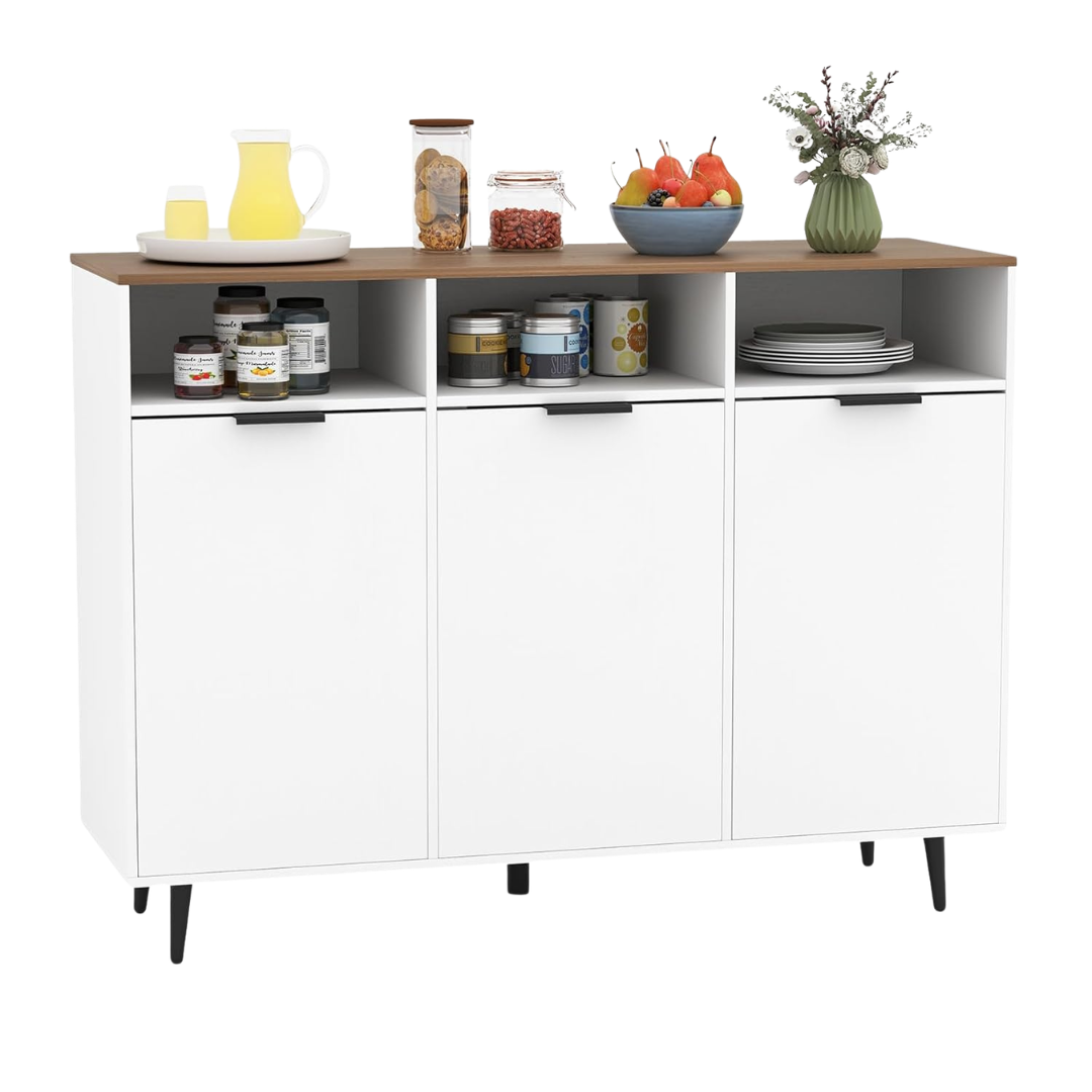 47'' Buffet Countertop 3 Doors Kitchen Cabinets With Storage Compartments