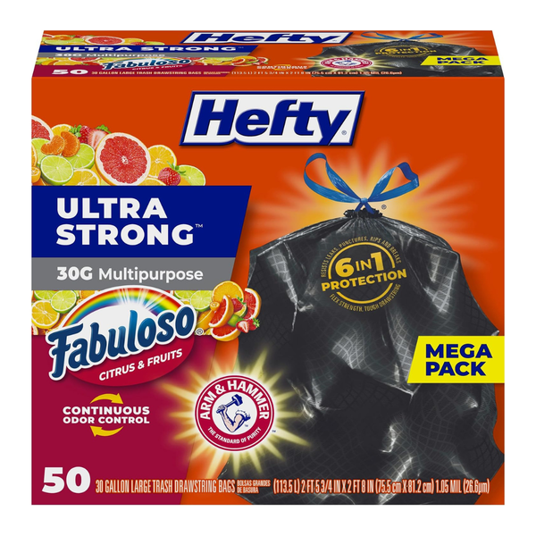 50-Count 30-Gallon Hefty Ultra Strong Trash Bags