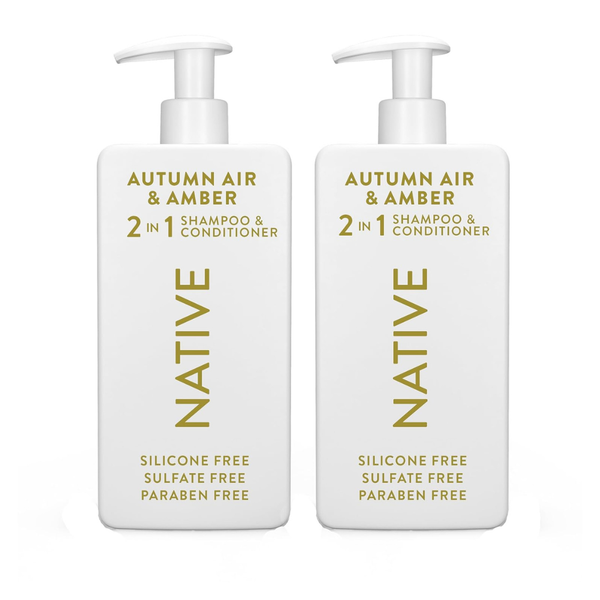 16.5 Oz 2-Pack Native Autumn Air & Amber 2-In-1 Shampoo & Conditioner
